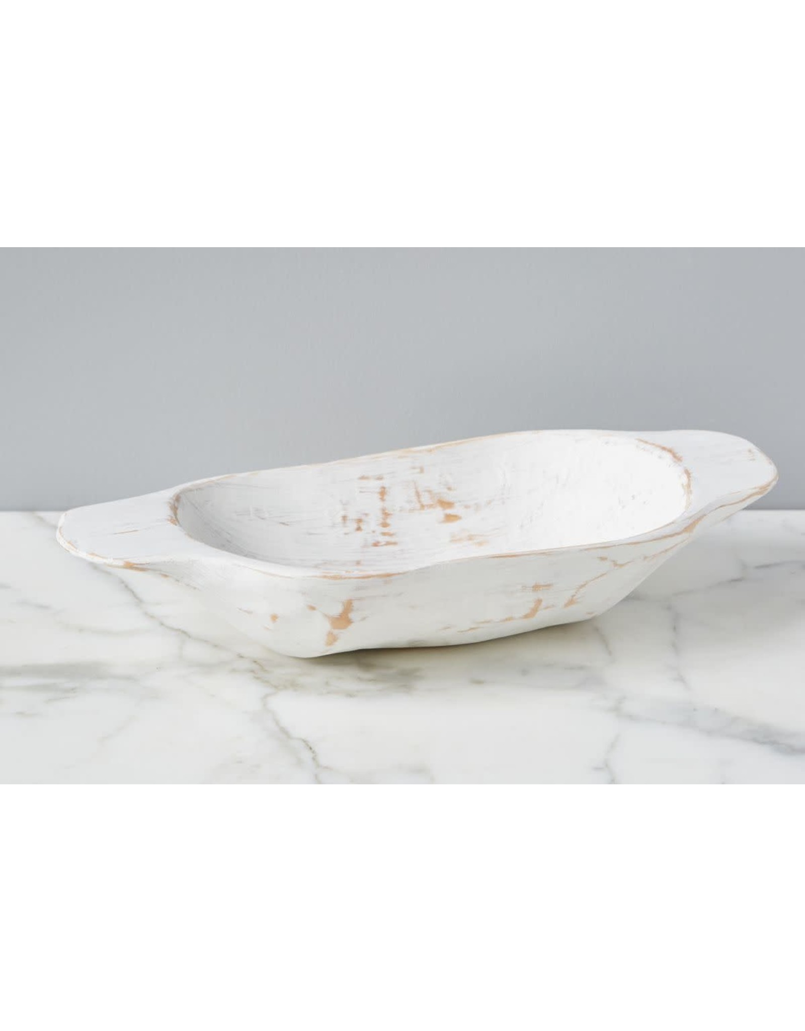 Distressed White Dough Bowl, Small