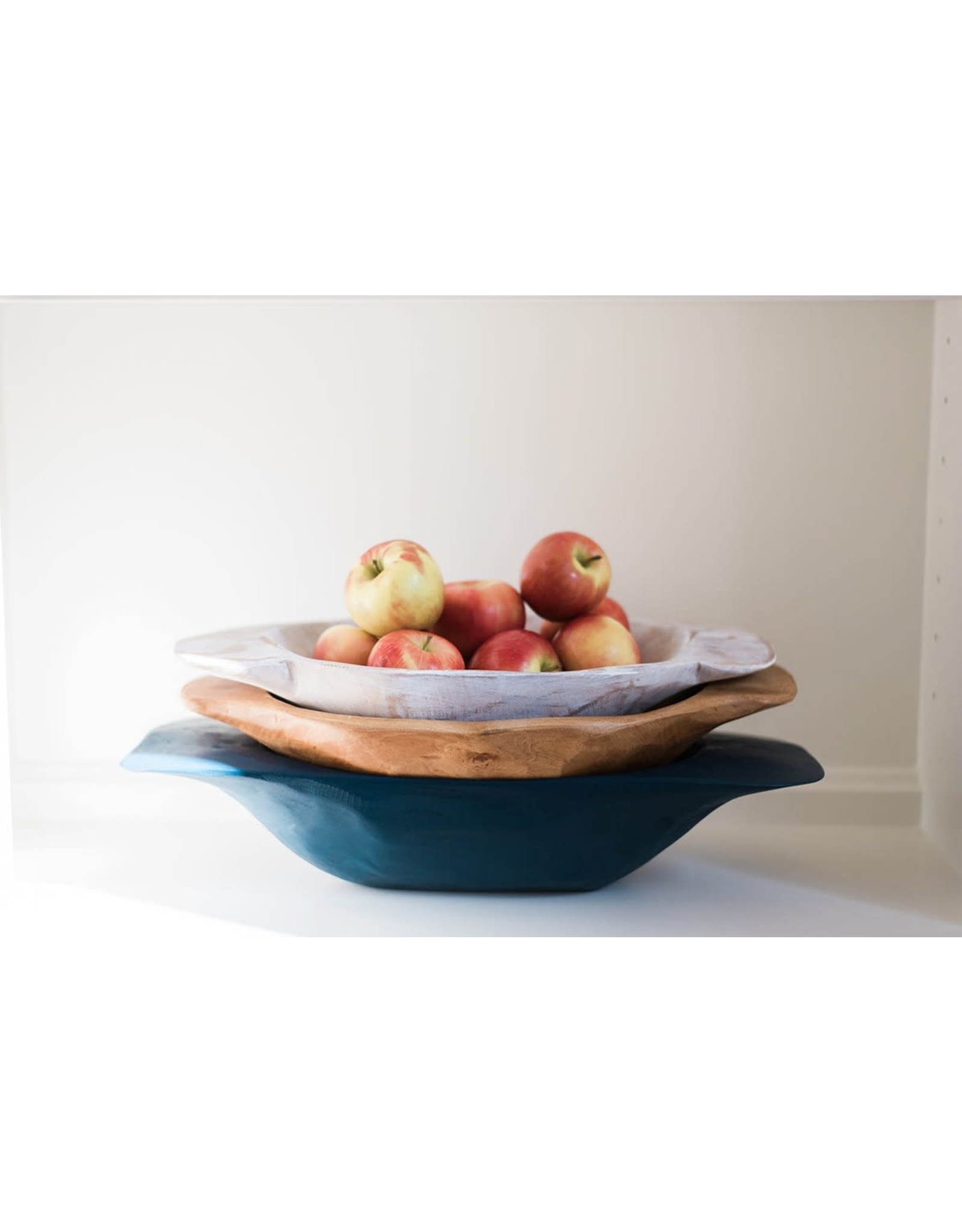 Distressed White Dough Bowl, Small