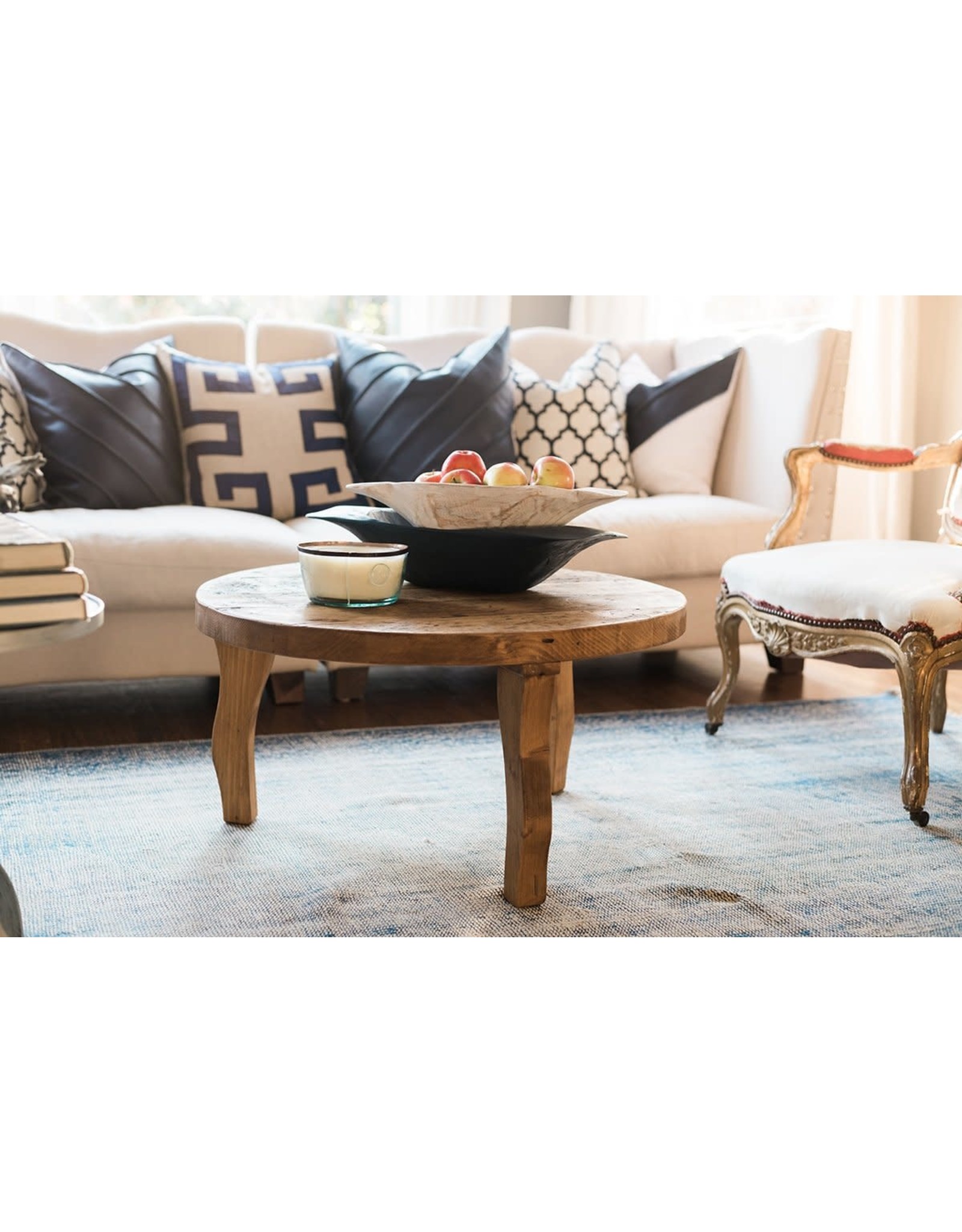 Distressed White Dough Bowl, Small