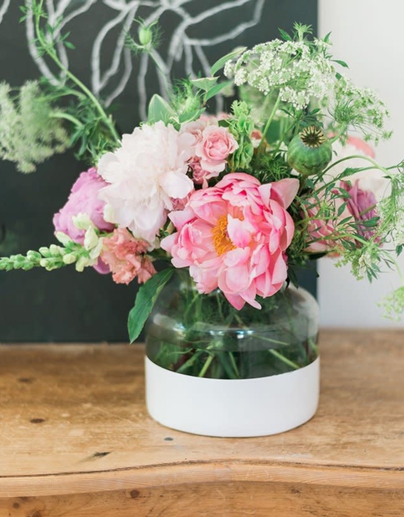 White Colourblock Flower Vase