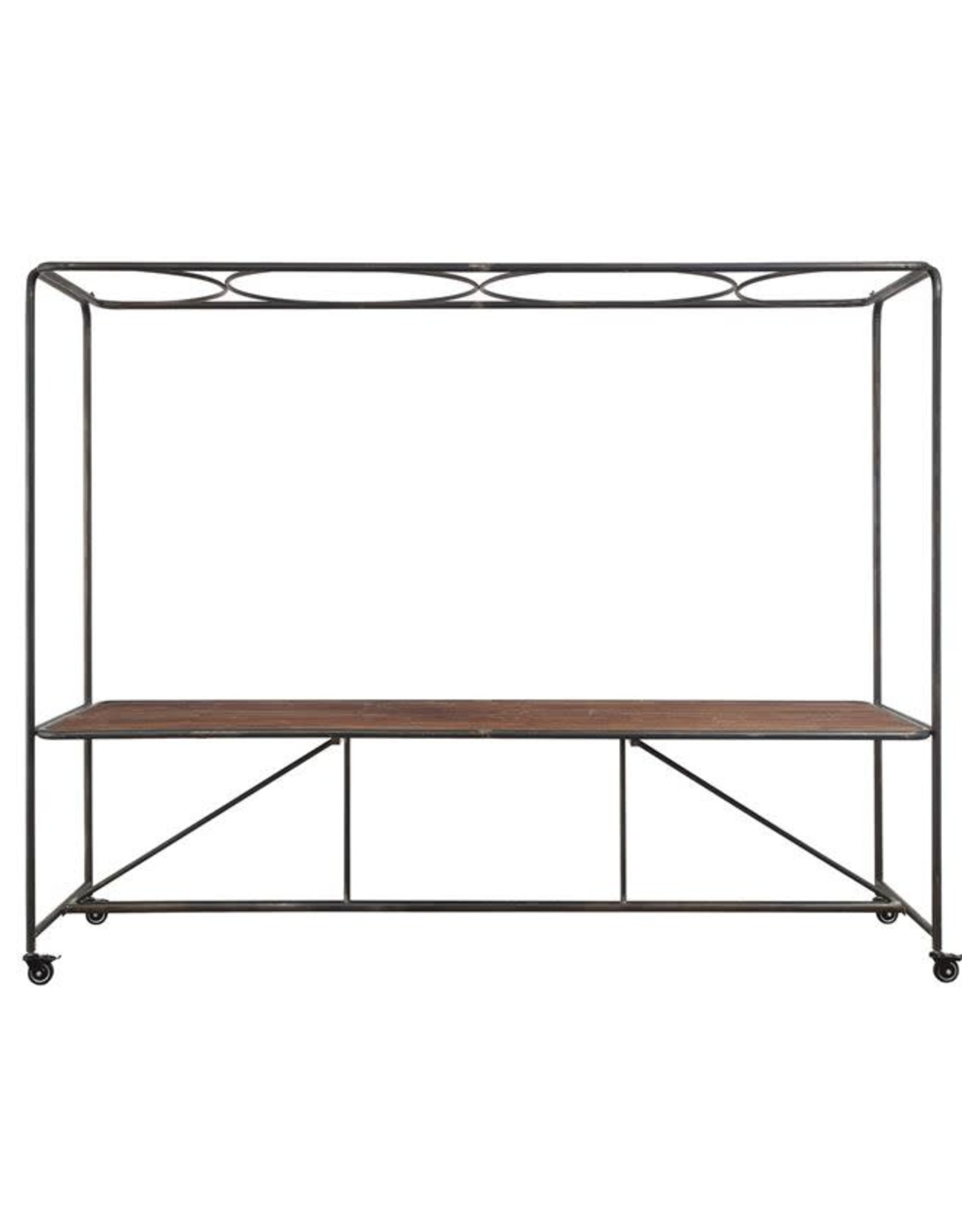 Metal & Wood Table on Casters with Trellis