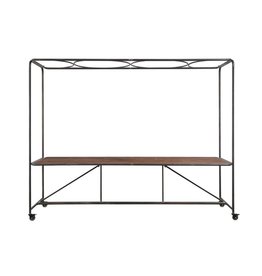 Metal & Wood Table on Casters with Trellis