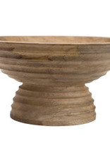 Mango Wood Ridged Footed Bowl