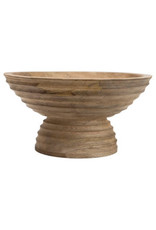 Mango Wood Ridged Footed Bowl