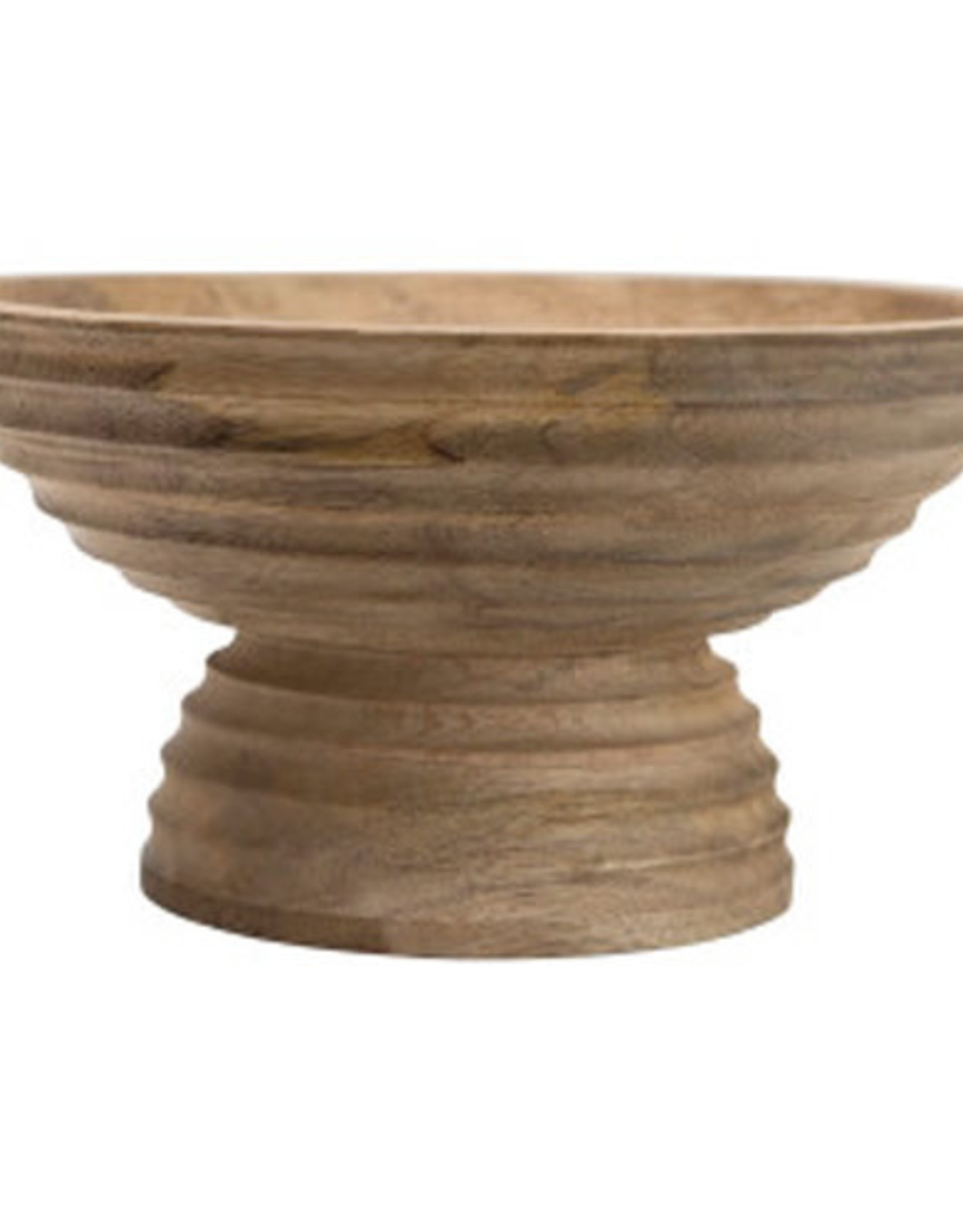 Mango Wood Ridged Footed Bowl