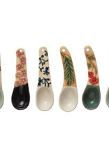 Hand Painted Stoneware Spoon w/ Floral Design Handle