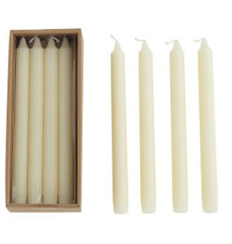 10" Unscented Taper Candles In Box, S/12