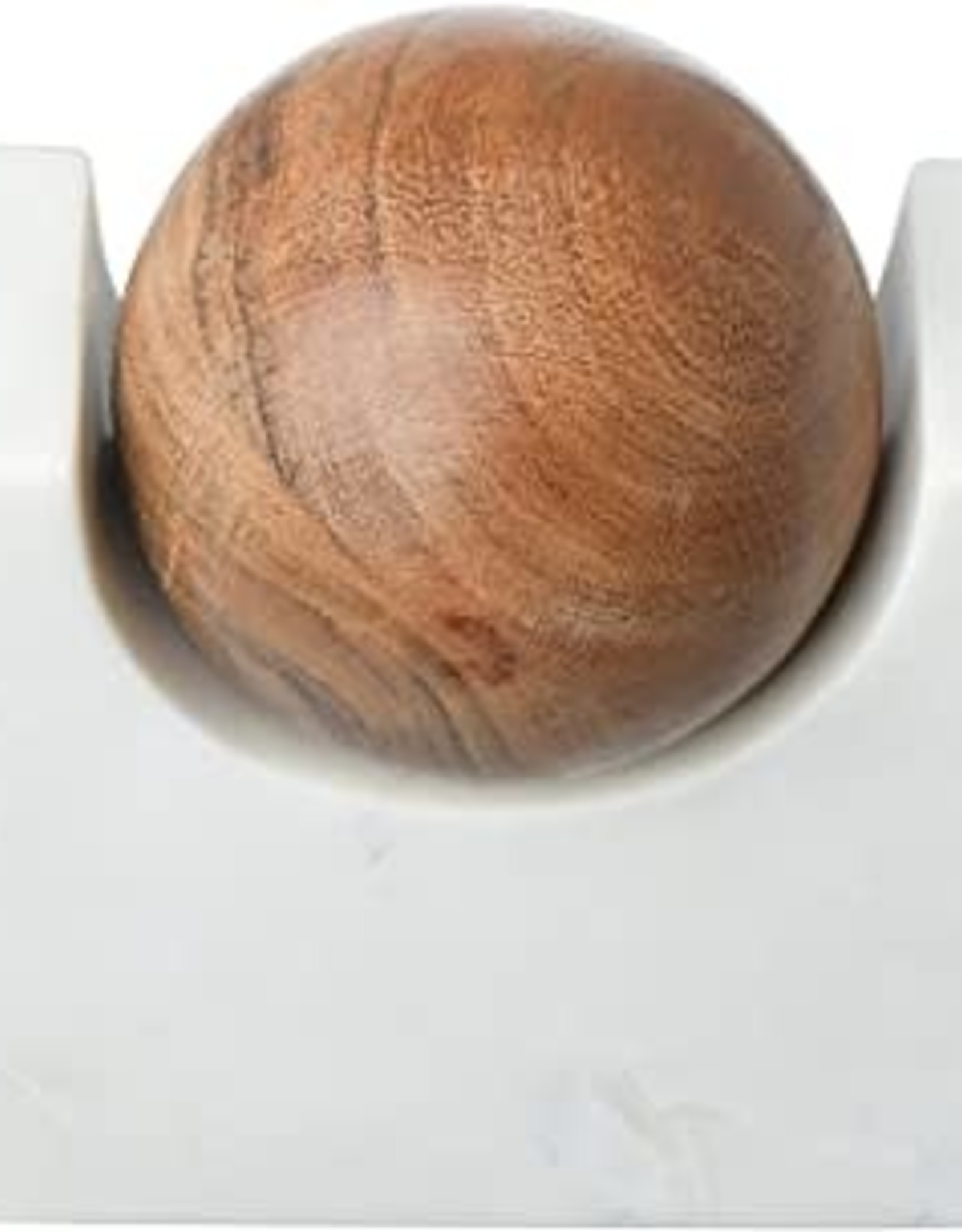 Marble Taper Candle Holder with Wood Ball