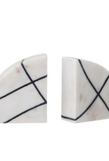 Marble Bookends, Blk/White