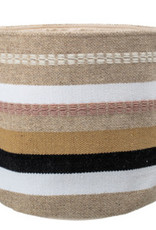 Woven Wool & Cotton Basket w/ Stripes