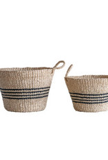 Woven Palm & Seagrass Striped Baskets