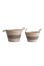 Woven Palm & Seagrass Striped Baskets