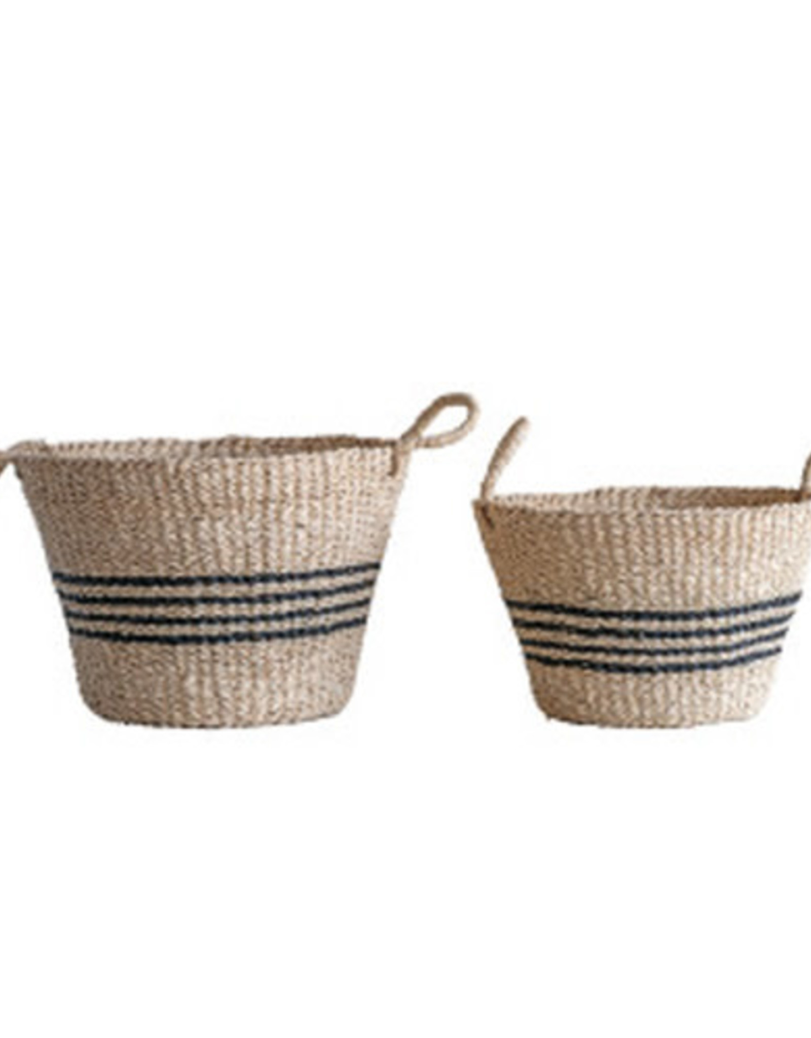 Woven Palm & Seagrass Striped Baskets