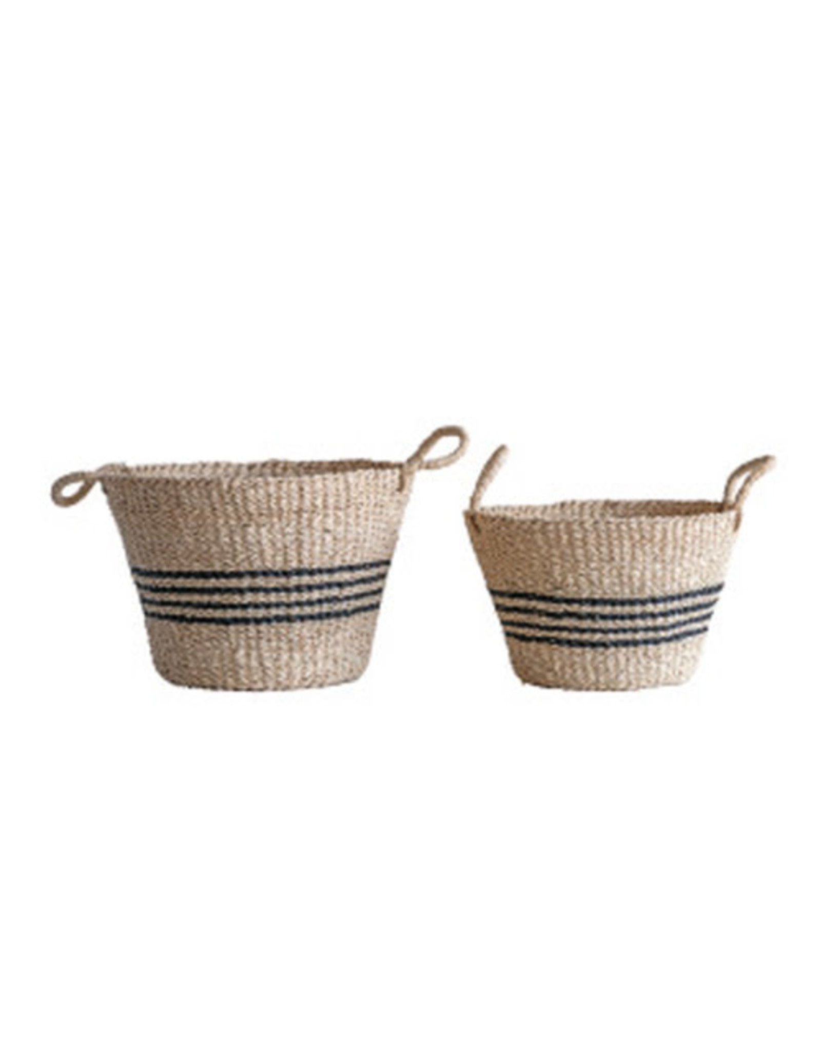 Woven Palm & Seagrass Striped Baskets