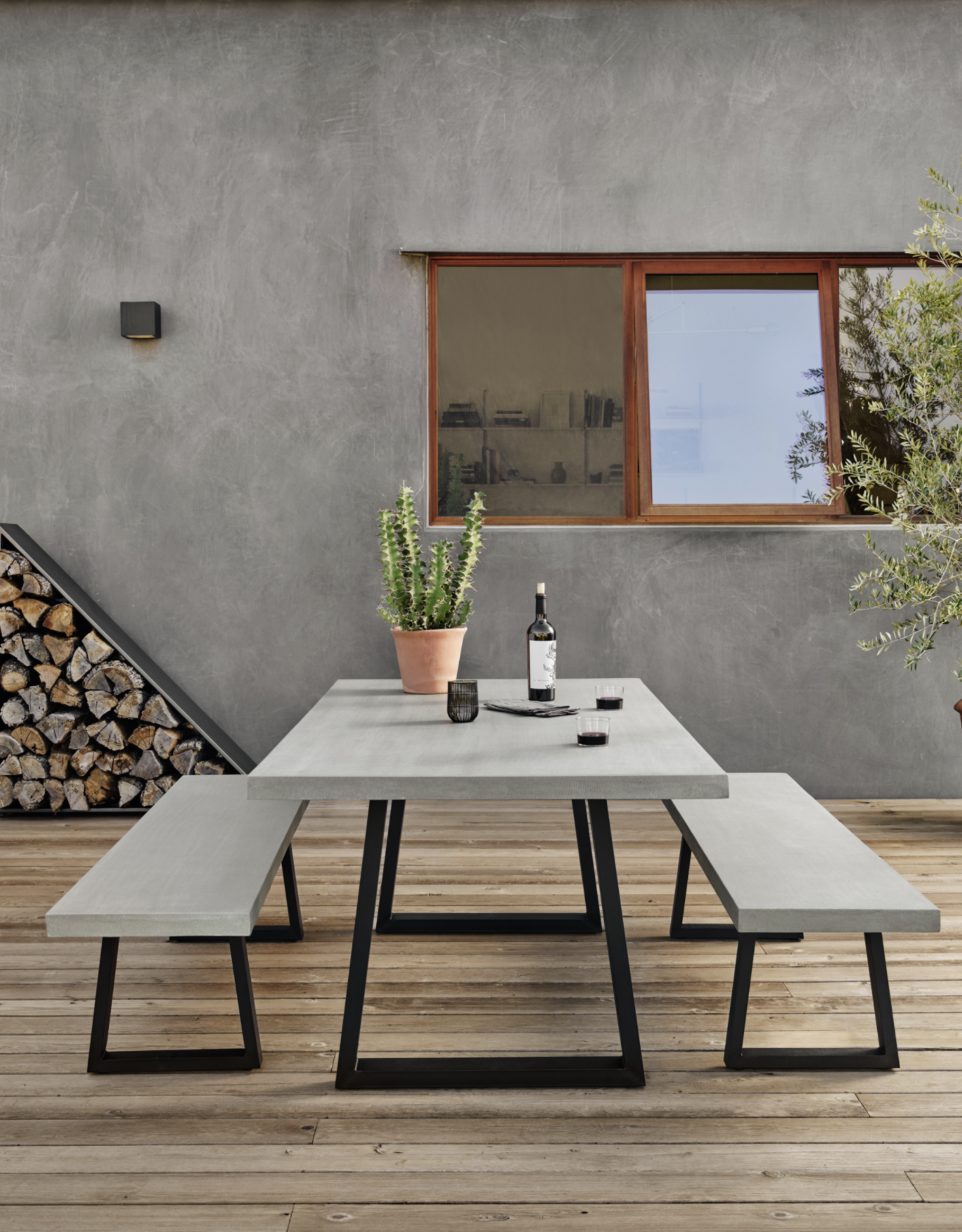 Cyrus Outdoor Dining Table-79"-Grey