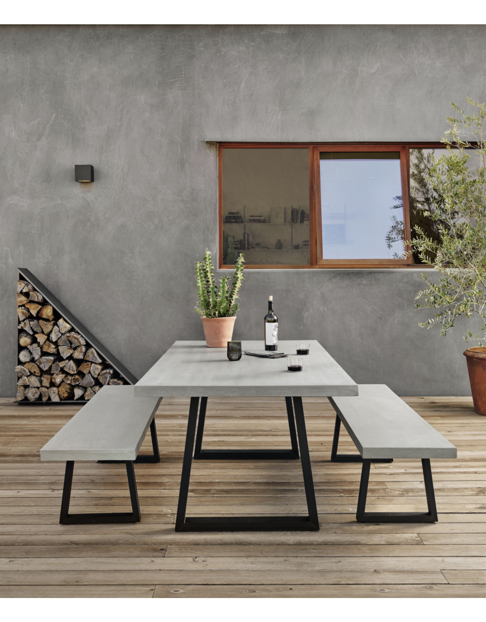 Cyrus Outdoor Dining Table-79"-Grey