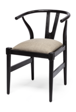 Trixie Black Wooden Base Linen Seat Dining Chair