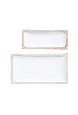 White Enamel Mango Wood Tray