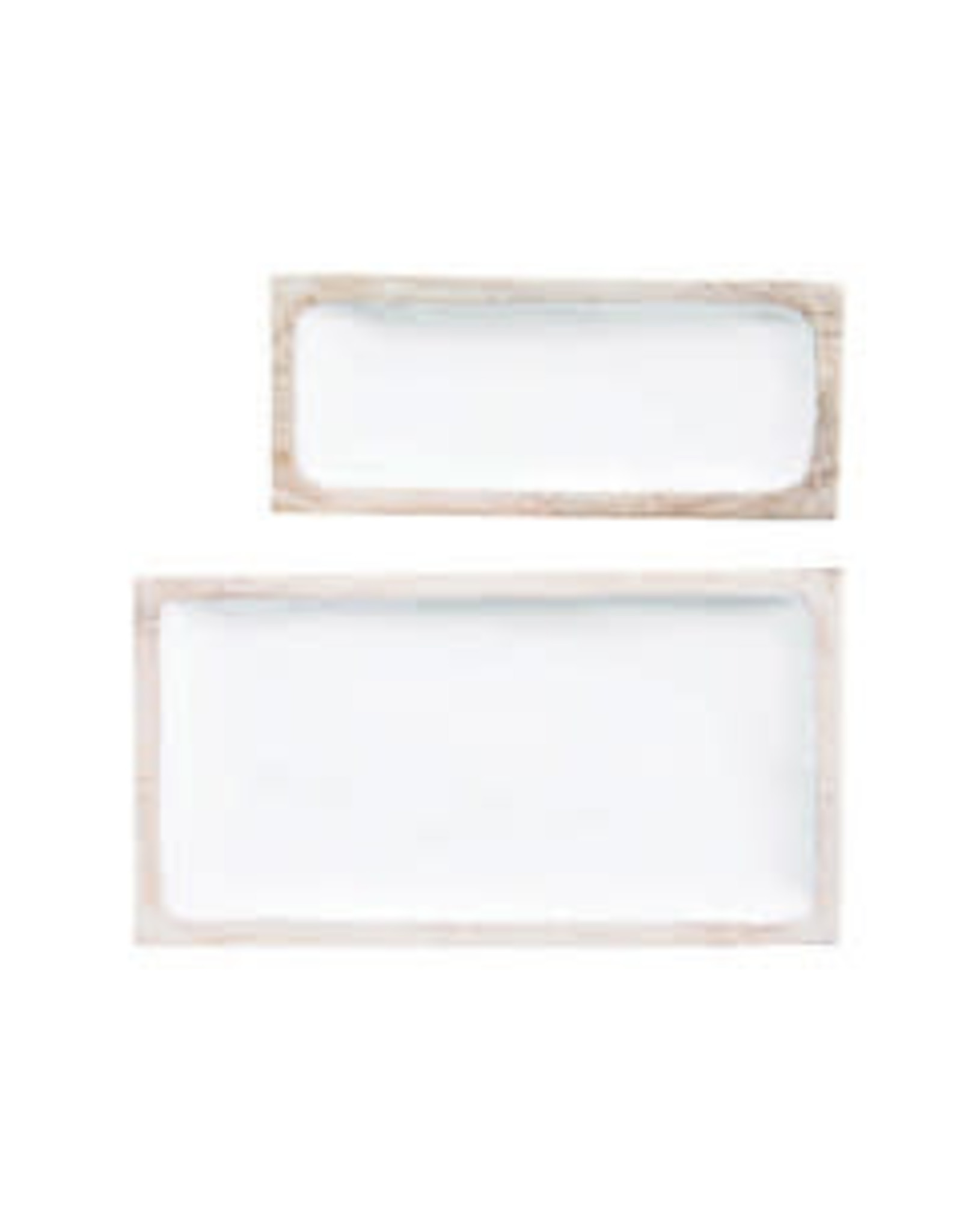 White Enamel Mango Wood Tray