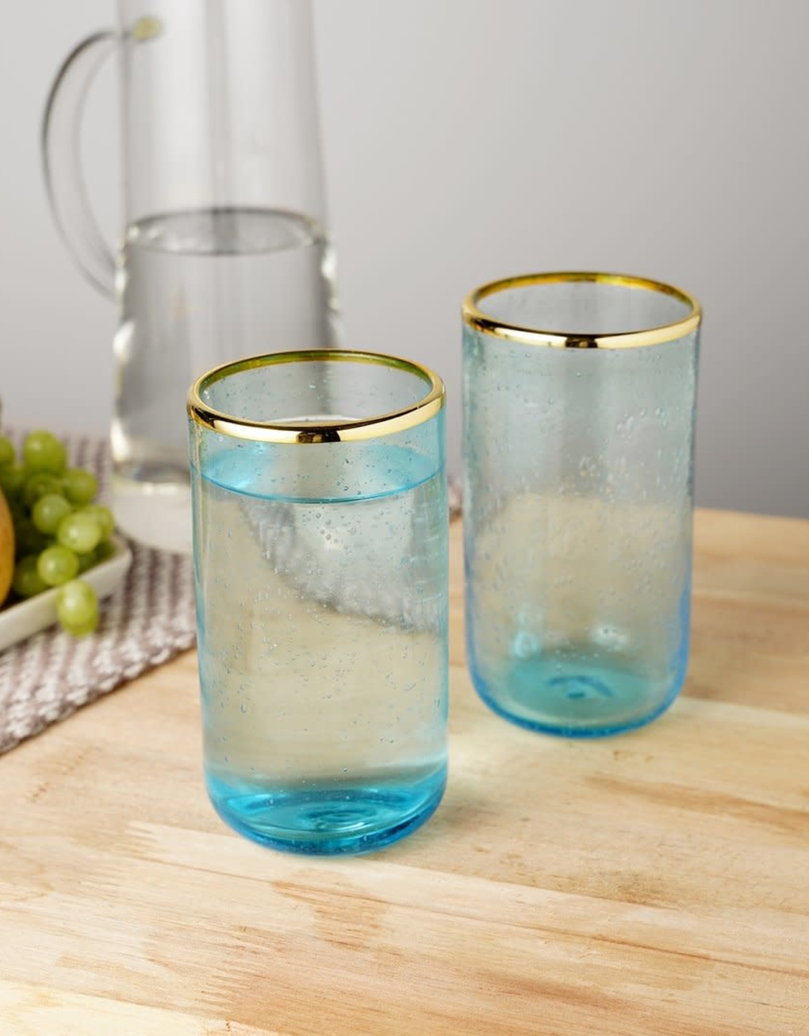 Aqua Bubble Glass Tumbler