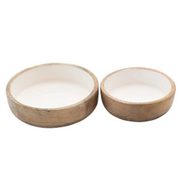 Enamelled Mango Wood Bowls