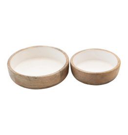 Enamelled Mango Wood Bowls