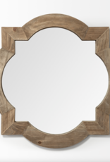 Argonne 23" Round-Square Brown Wood Frame Mirror