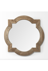 Argonne 23" Round-Square Brown Wood Frame Mirror