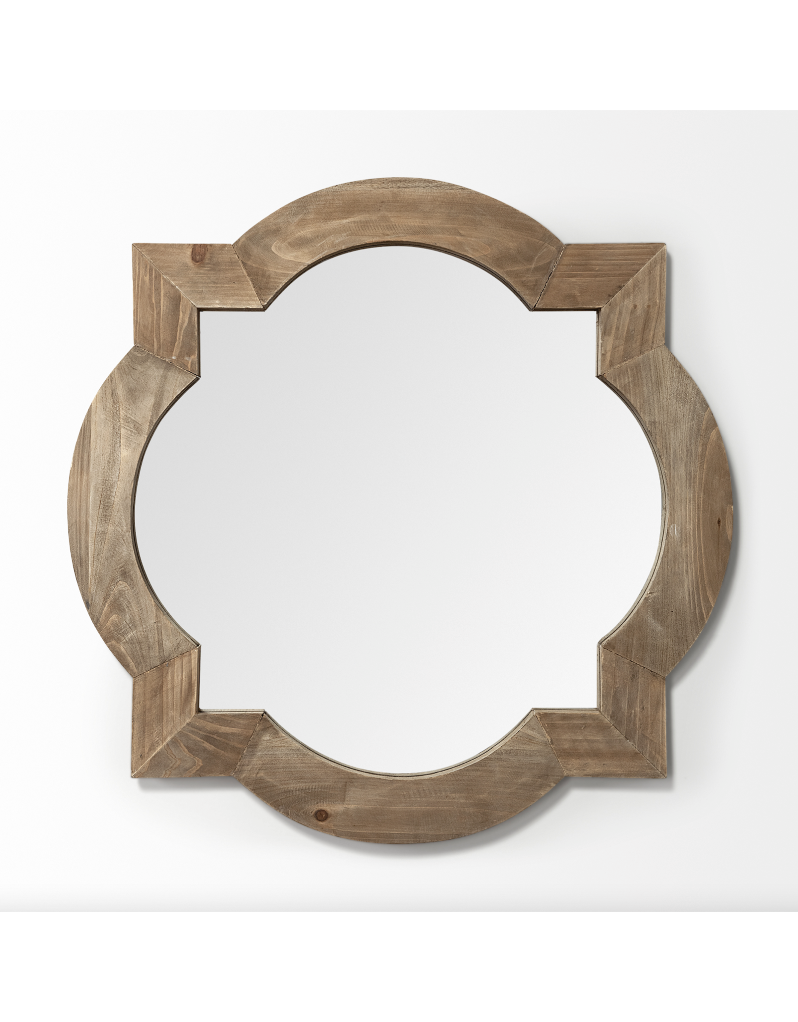 Argonne 23" Round-Square Brown Wood Frame Mirror