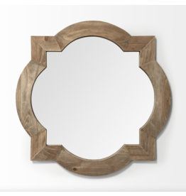 Argonne 23" Round-Square Brown Wood Frame Mirror