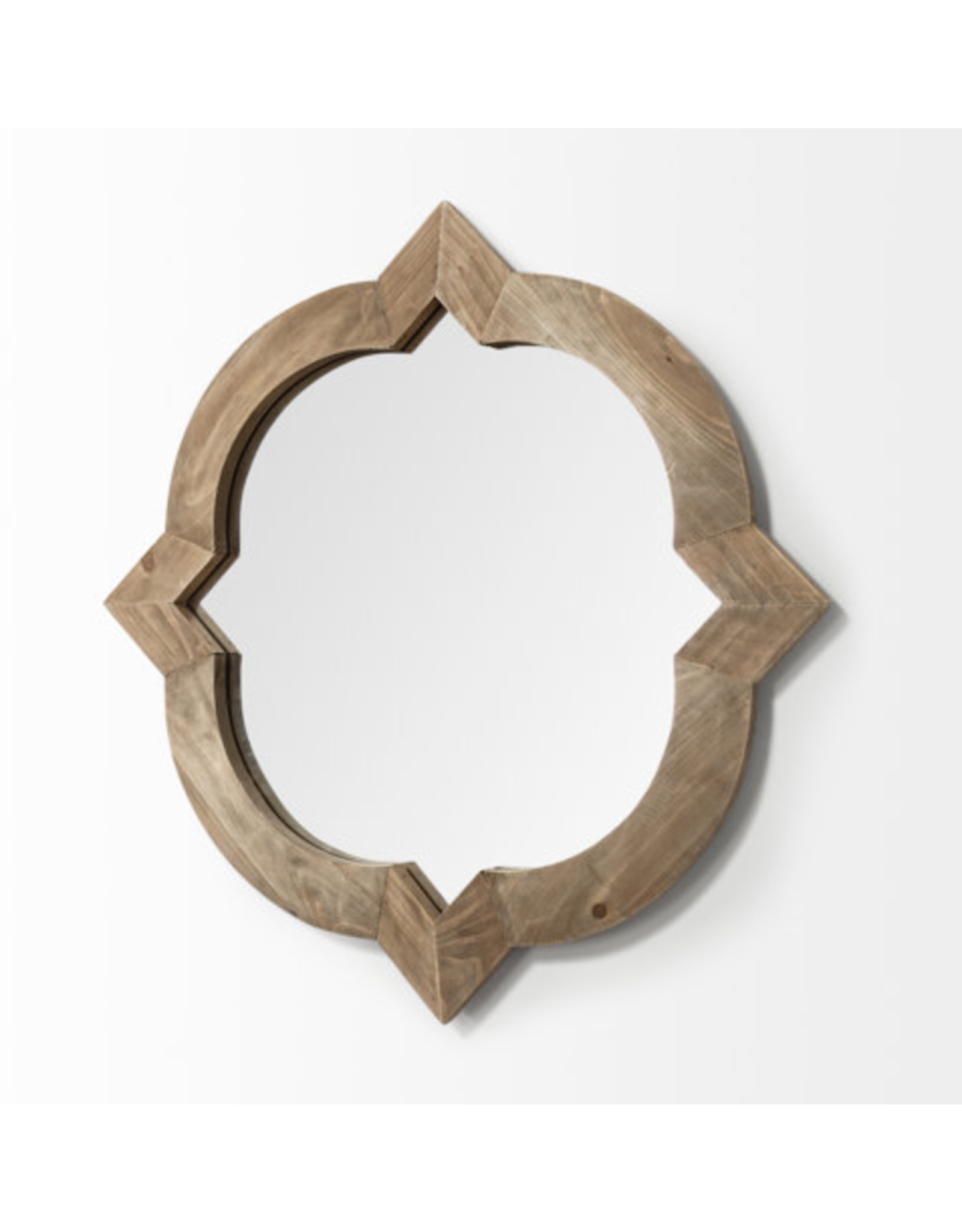 Argonne 23" Round-Square Brown Wood Frame Mirror