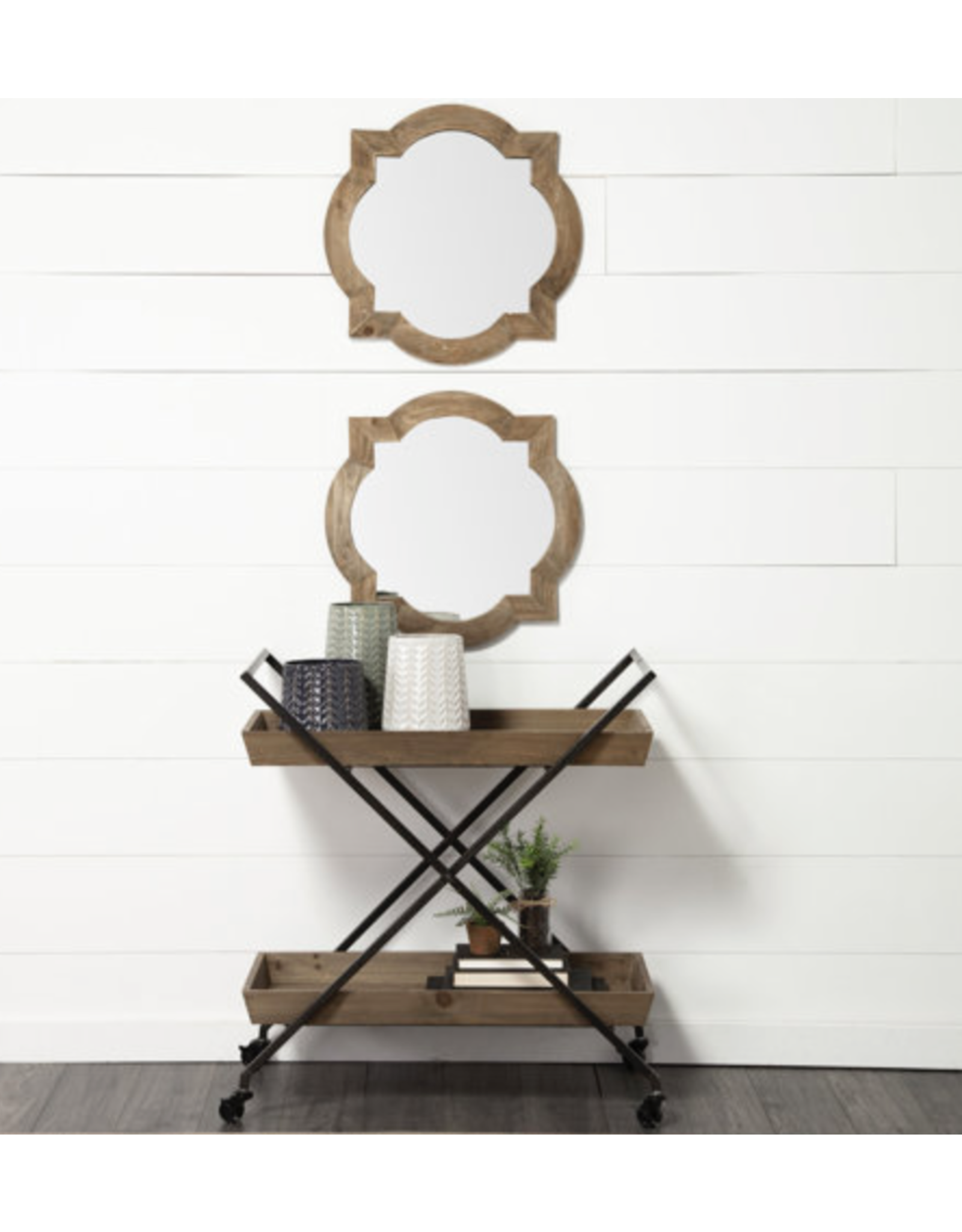 Argonne 23" Round-Square Brown Wood Frame Mirror