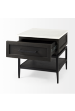 Divina  Dark Brown Wood 1 Drawer Side Table