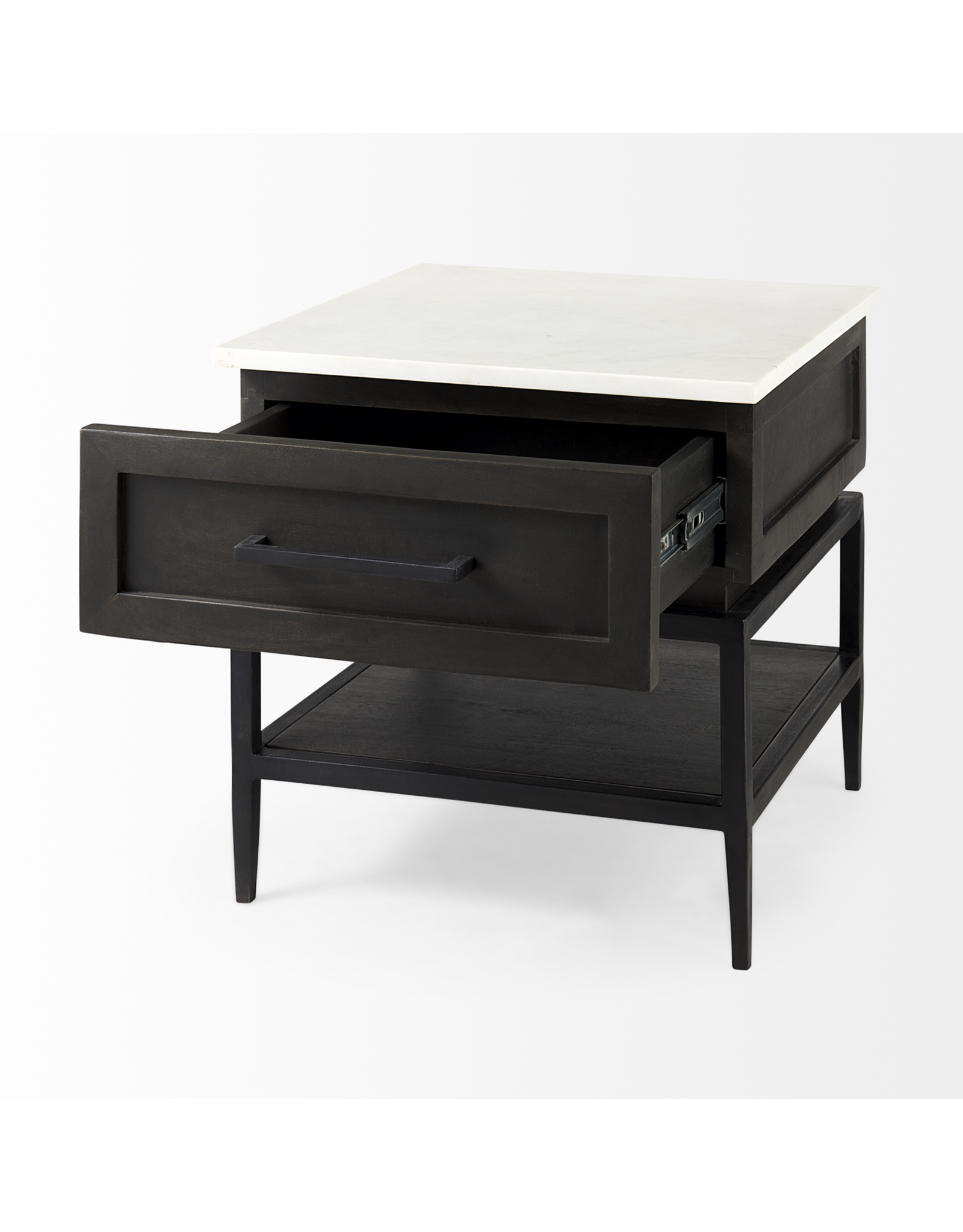 Divina  Dark Brown Wood 1 Drawer Side Table