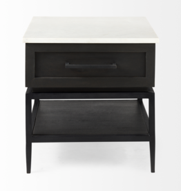 Divina  Dark Brown Wood 1 Drawer Side Table