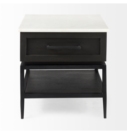 Divina  Dark Brown Wood 1 Drawer Side Table