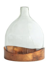 Glass Cloche with Copper Metal Tray