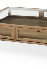 Arelius Square Display Coffee Table in Light Brown
