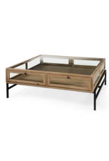 Arelius Square Display Coffee Table in Light Brown