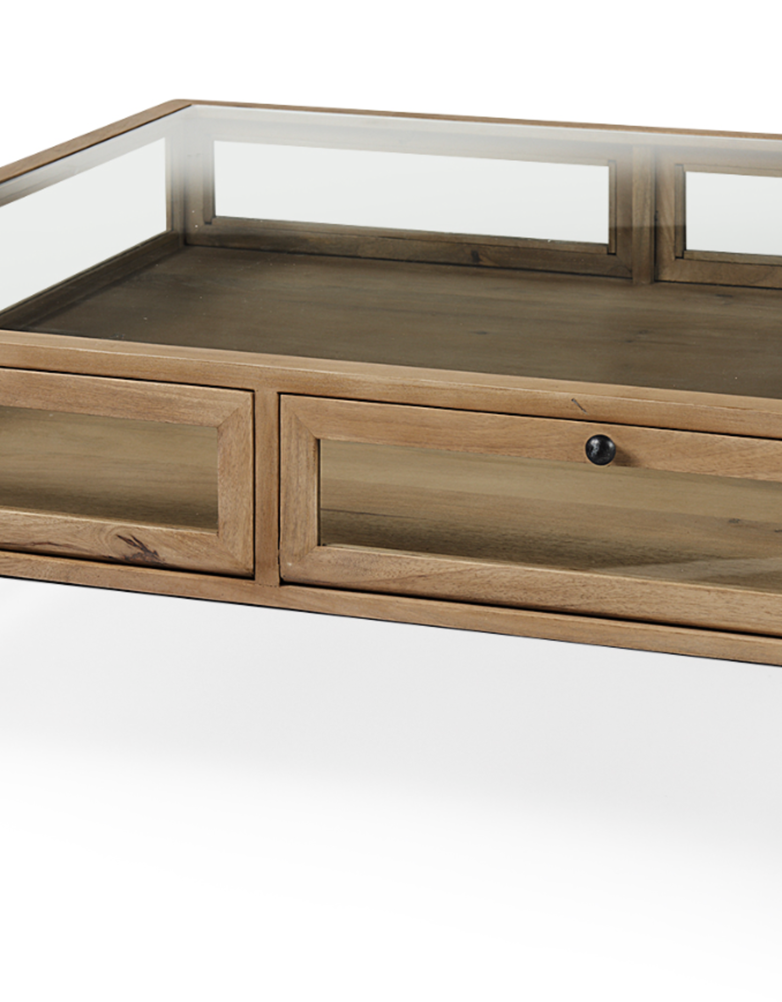 Arelius Square Display Coffee Table in Light Brown