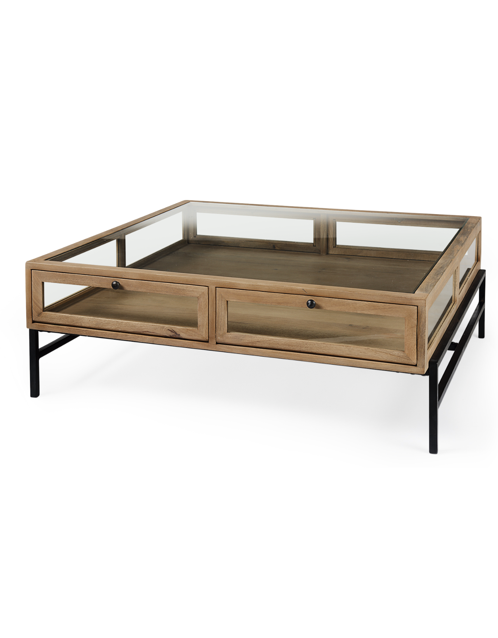 Arelius Square Display Coffee Table in Light Brown