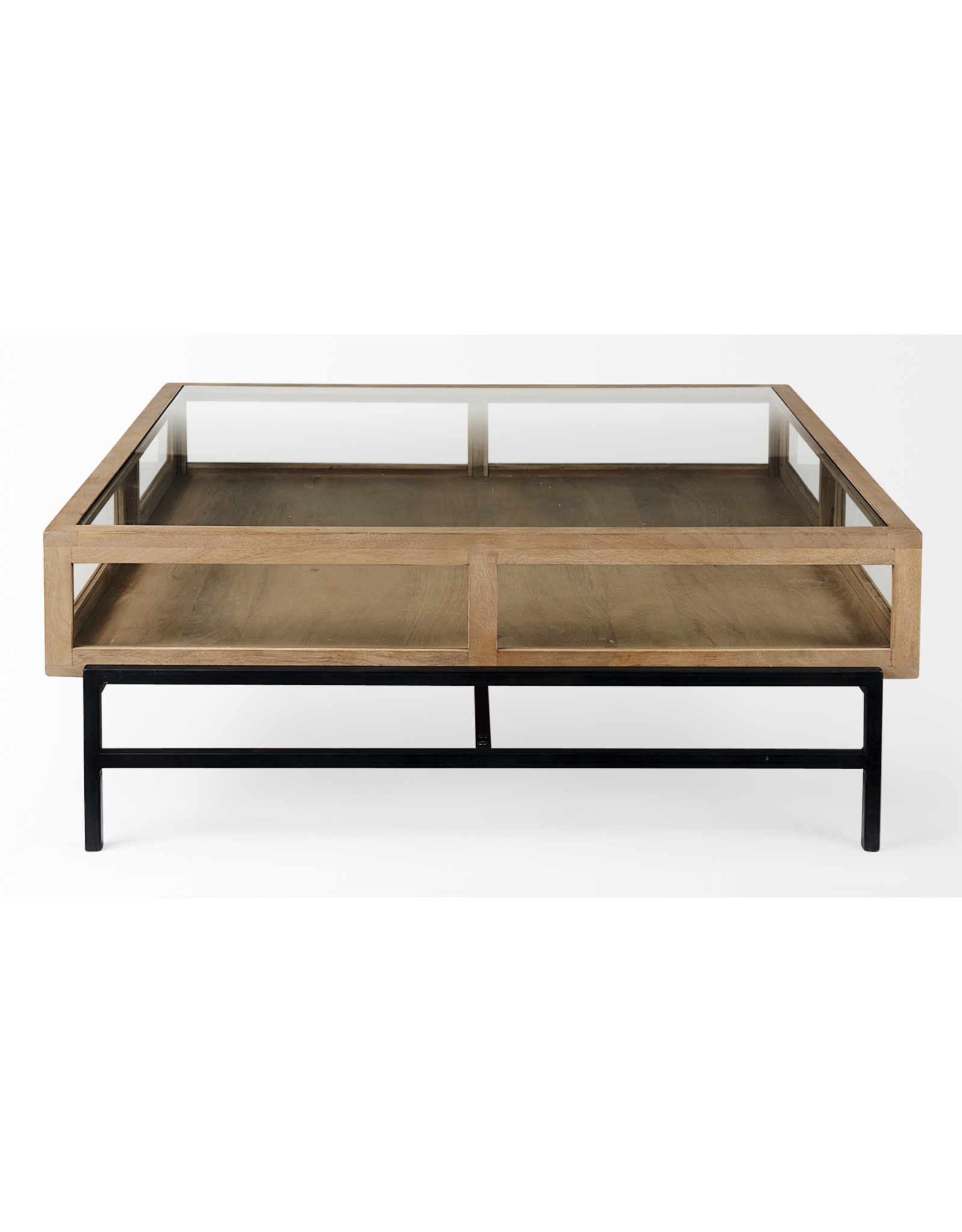 Arelius Square Display Coffee Table in Light Brown