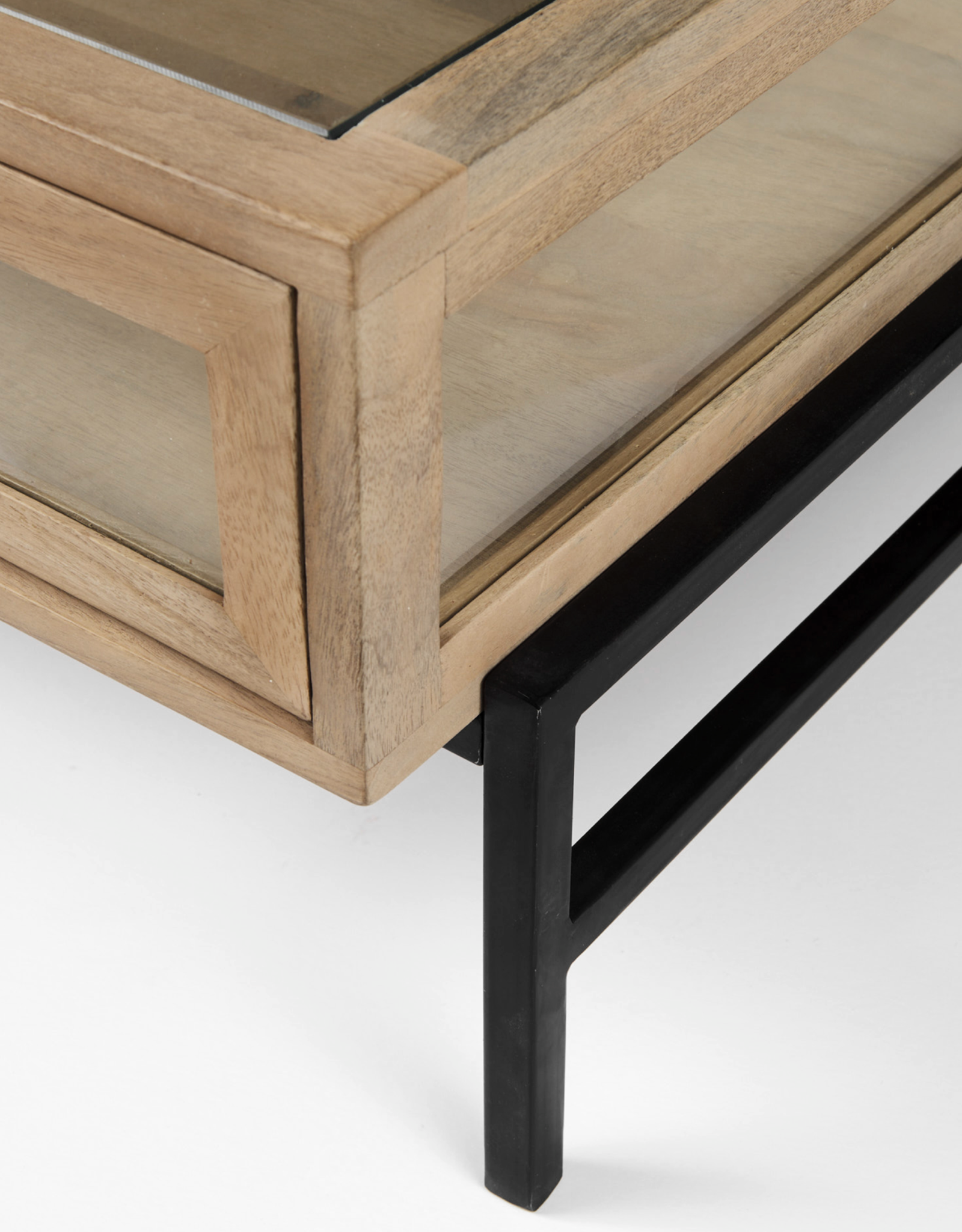 Arelius Square Display Coffee Table in Light Brown
