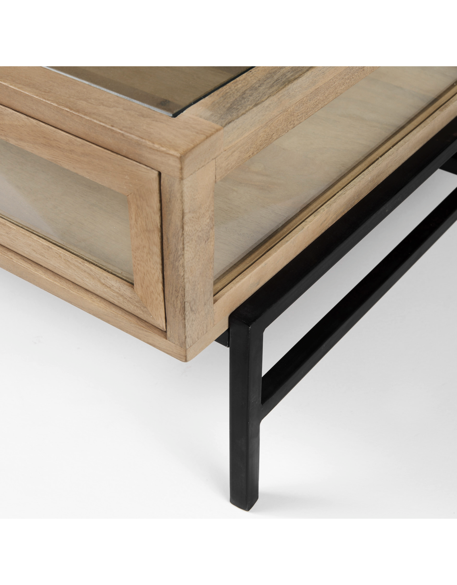 Arelius Square Display Coffee Table in Light Brown