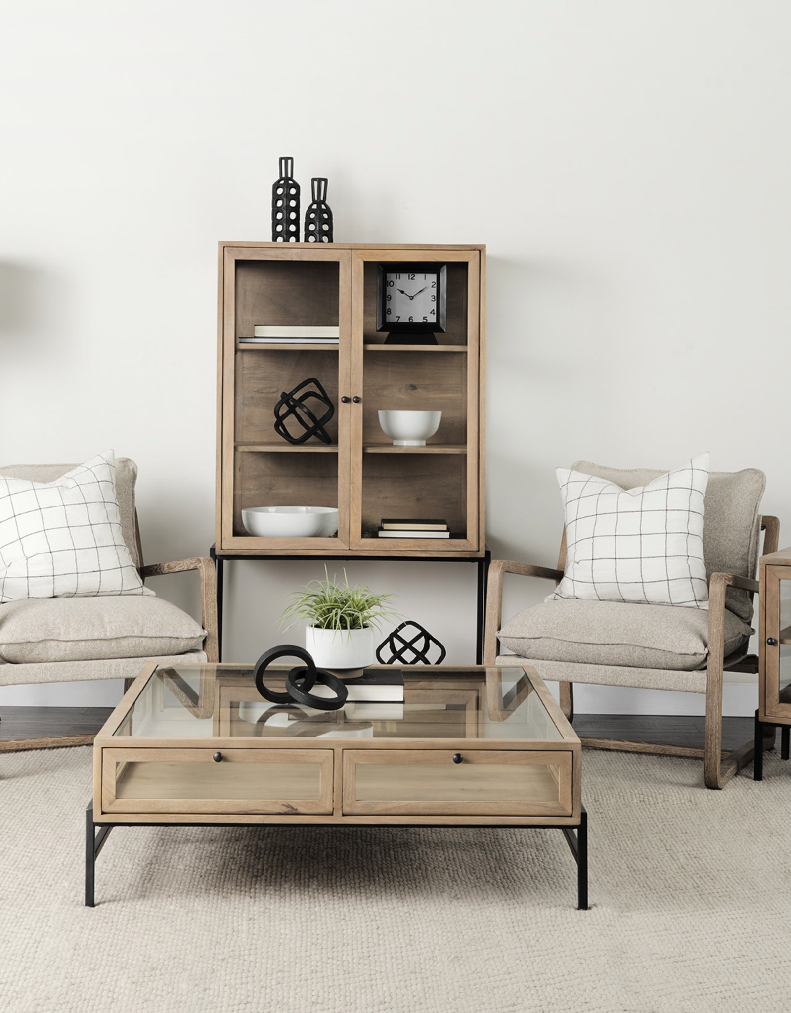 Arelius Square Display Coffee Table in Light Brown