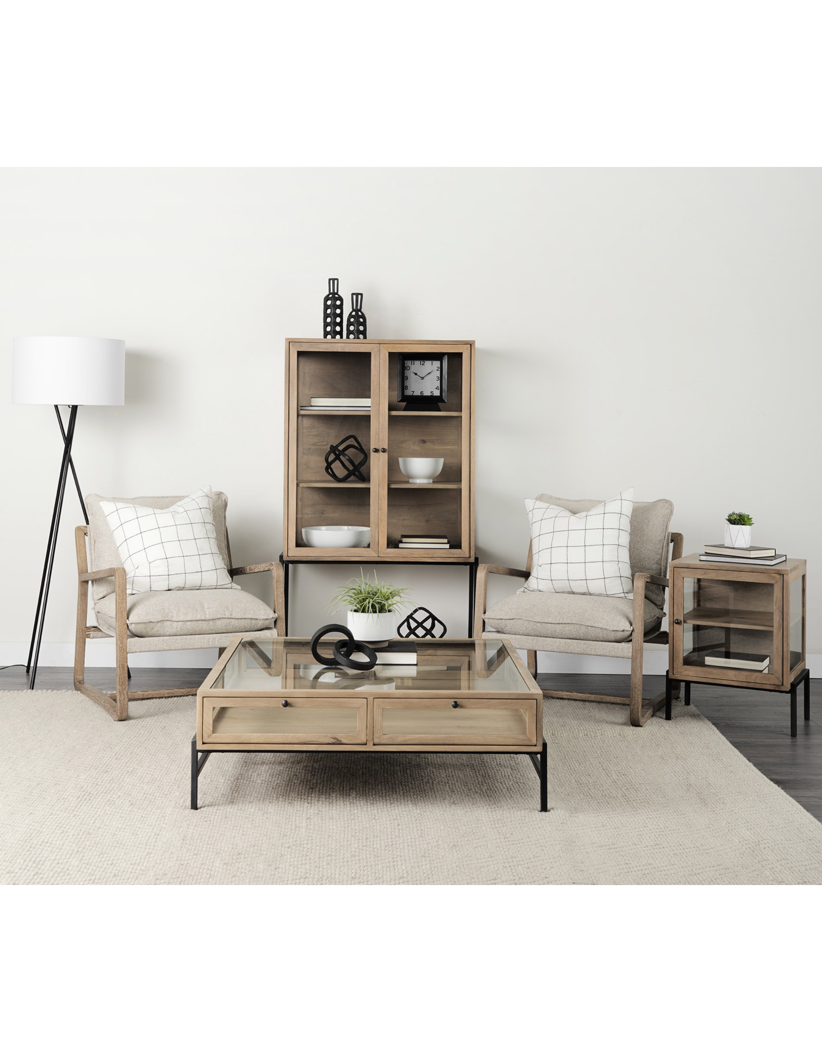 Arelius Square Display Coffee Table in Light Brown