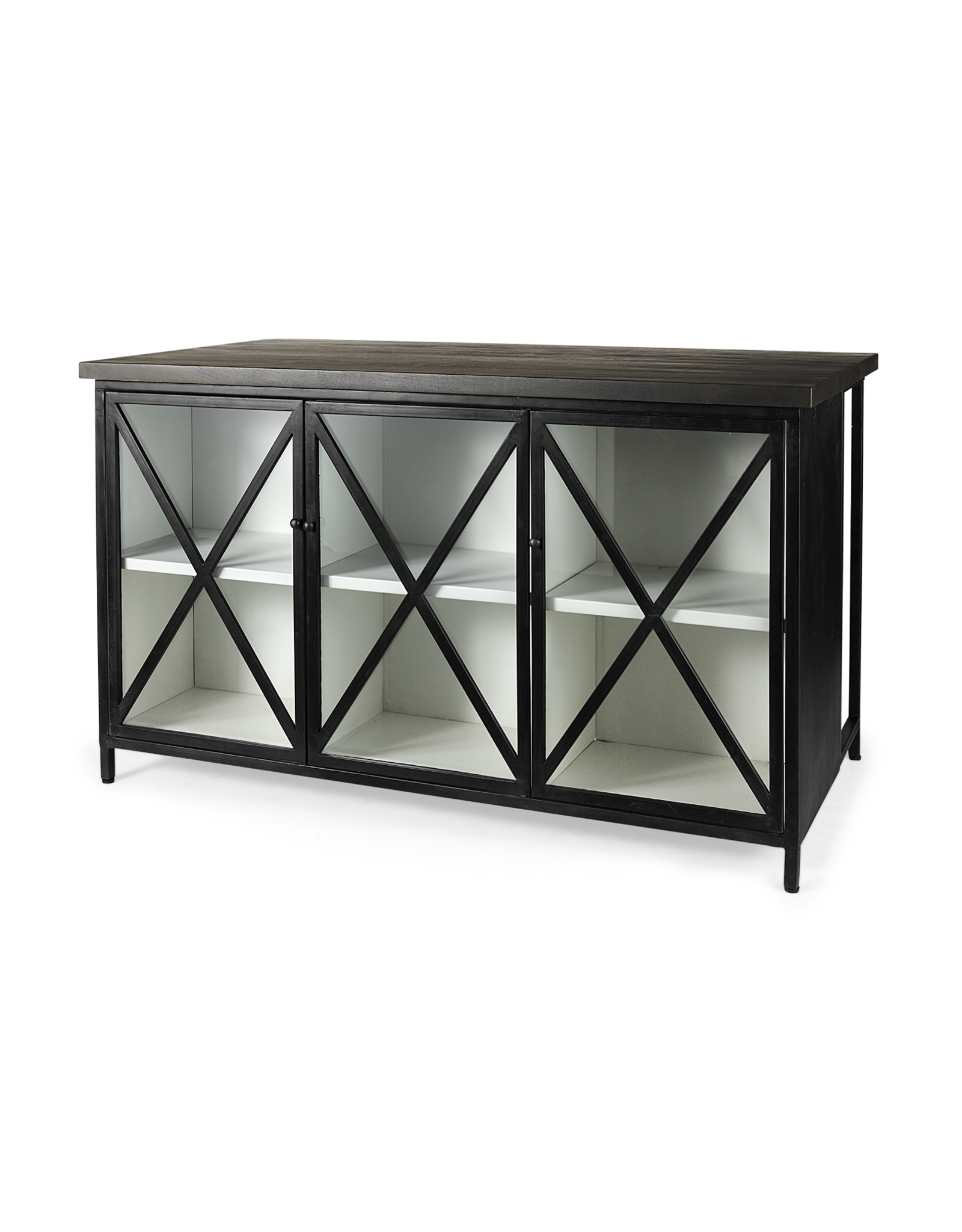 Dimitra Dark Iron w/ Glass Doors Kitchen Island