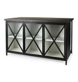 Dimitra Dark Iron w/ Glass Doors Kitchen Island