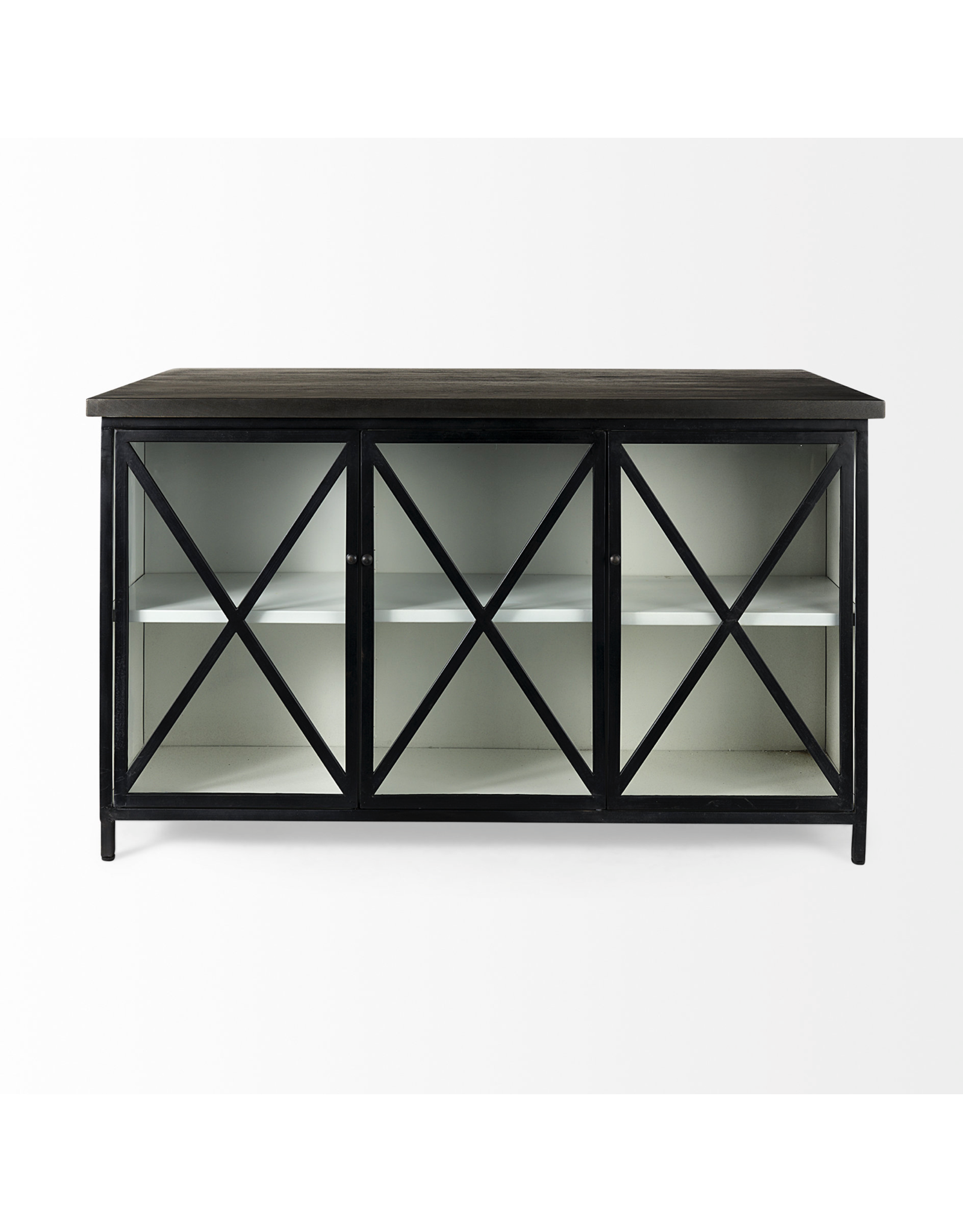 Dimitra Dark Iron w/ Glass Doors Kitchen Island