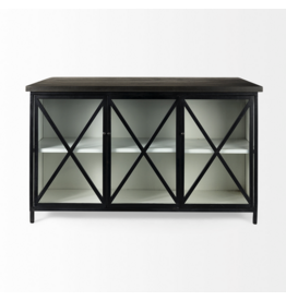 Dimitra Dark Iron w/ Glass Doors Kitchen Island